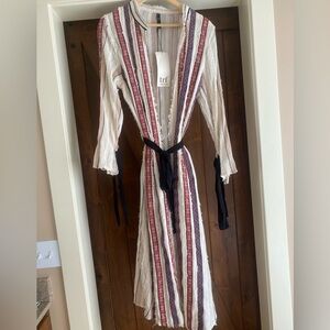 Zara White and Red Striped Long Sleeve Top